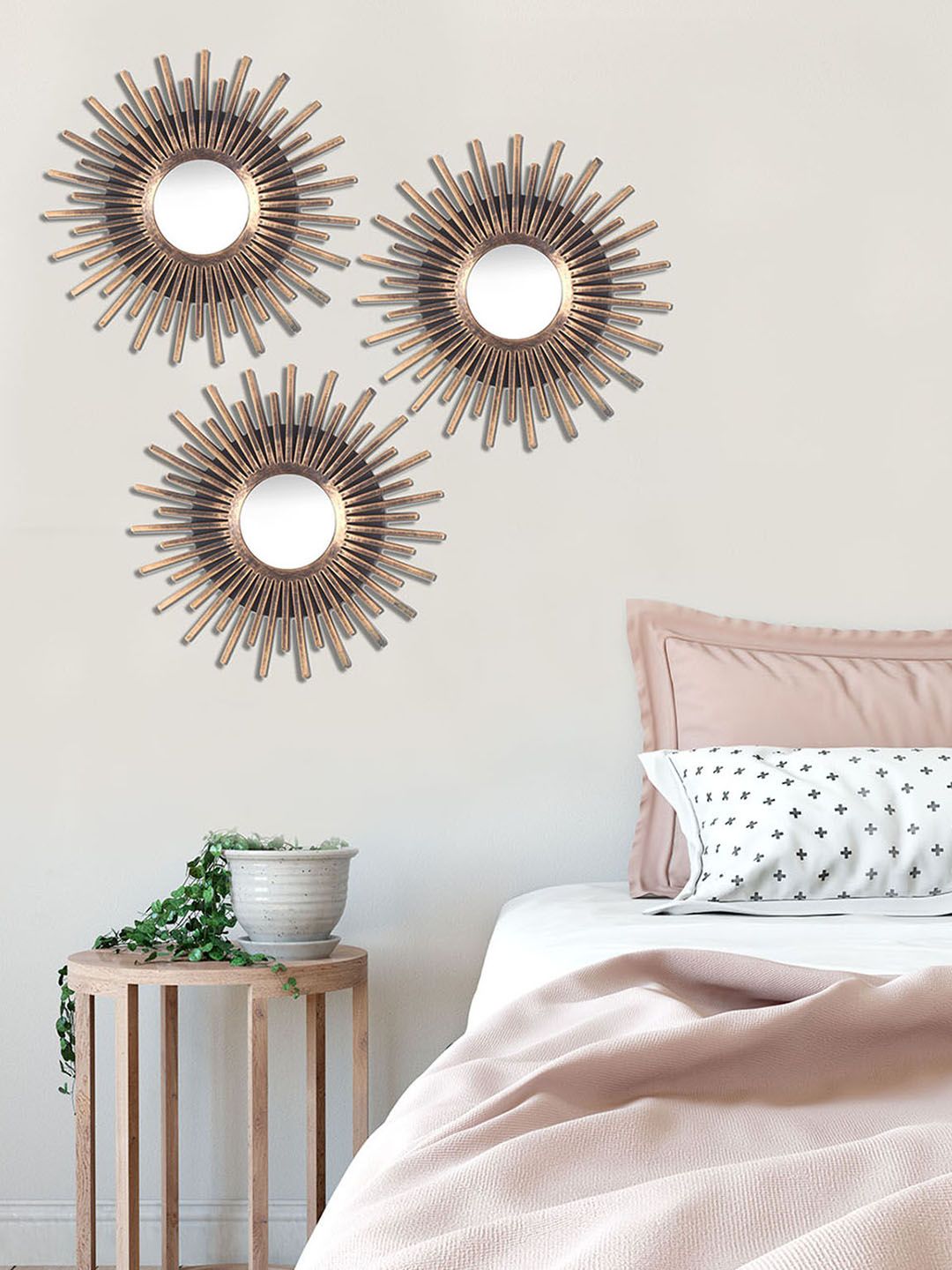Art Street Unisex Copper-Toned Set of 3 Decorative Wall Mirror
