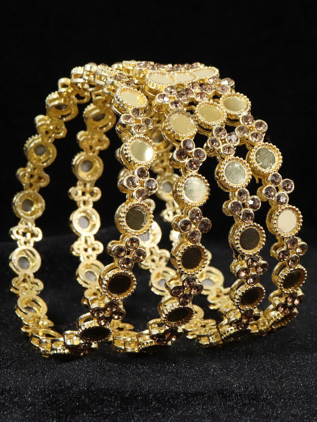 Buy NMII Set Of 4 Gold Plated CZ Studded Bangles -  - Accessories for Women