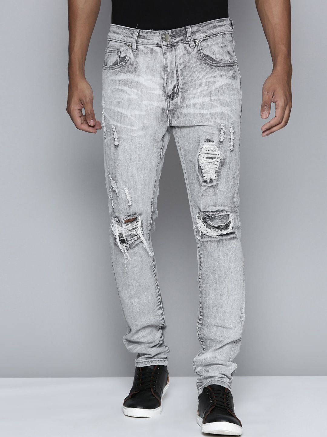 WAIMEA Men Mid Rise Hollywood Skinny Fit Highly Distressed Heavy Fade Stretchable Jeans