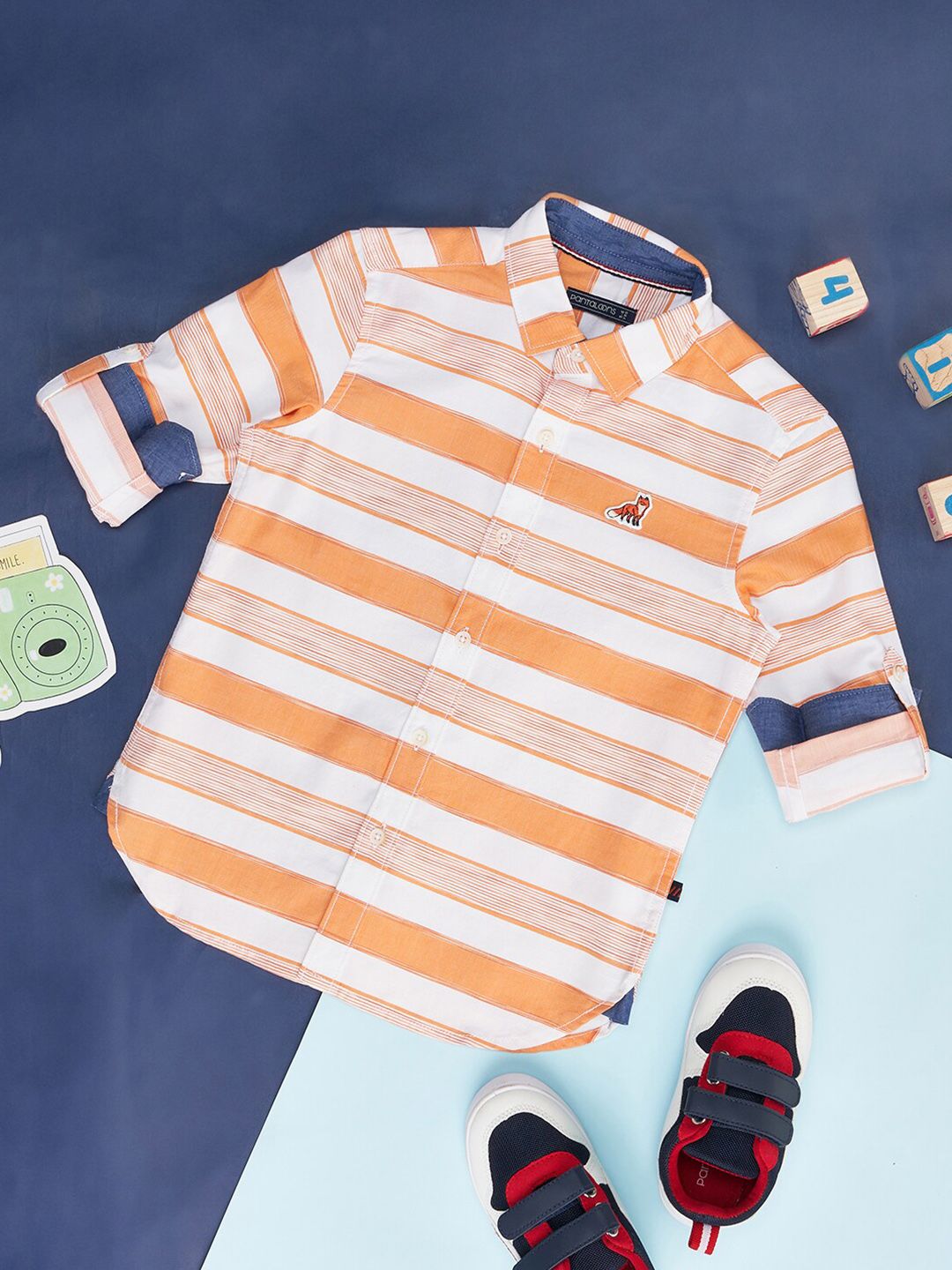 Pantaloons Junior Boys Striped Spread Collar Long Sleeve Cotton Casual Shirt