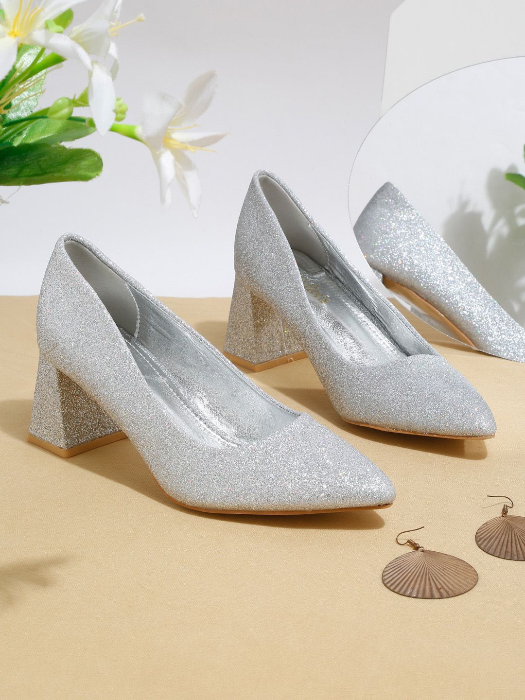 Flat n Heels Embellished Block Pumps