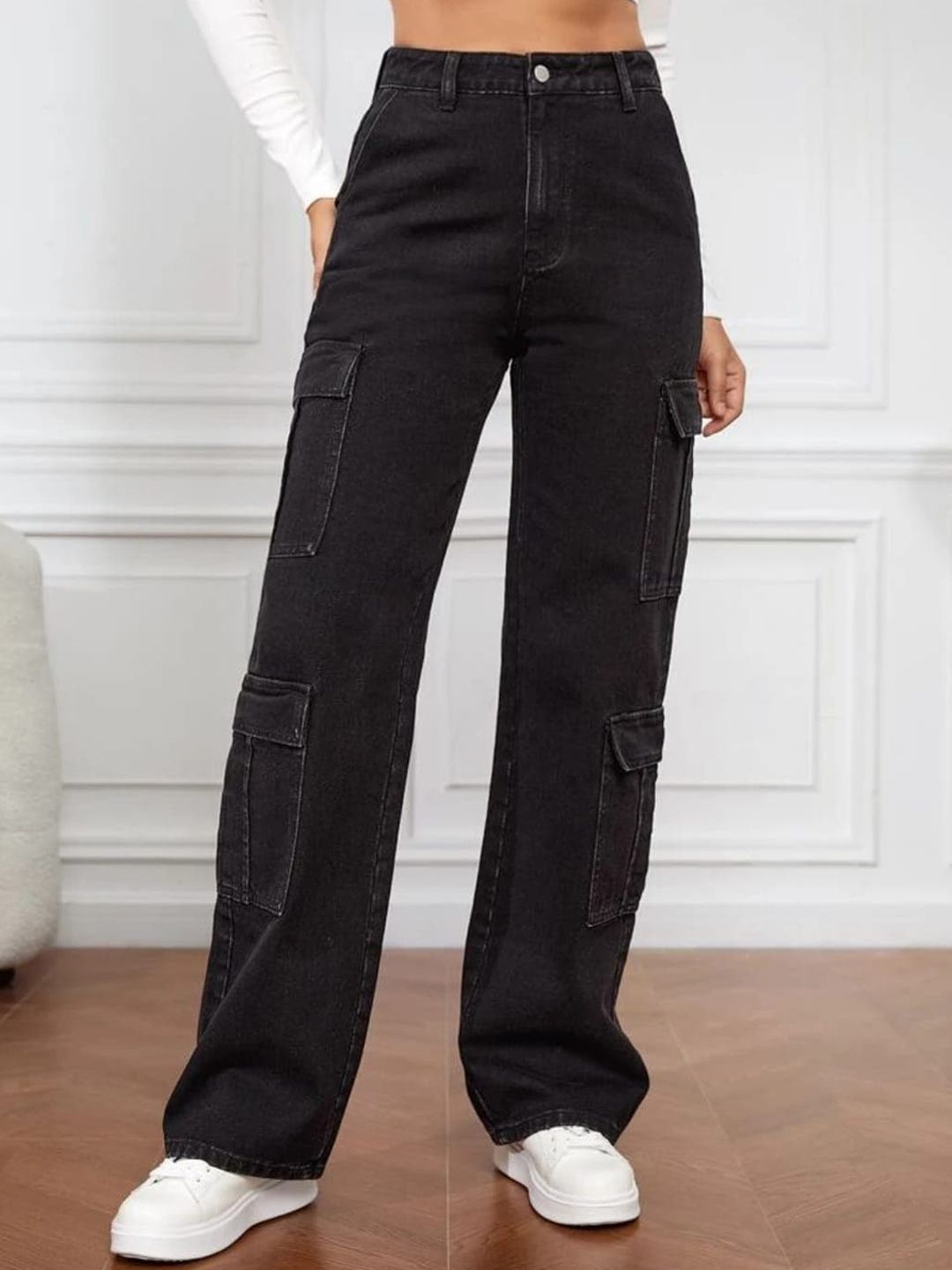 Next One Women Smart Wide Leg High-Rise Clean Look Stretchable Jeans
