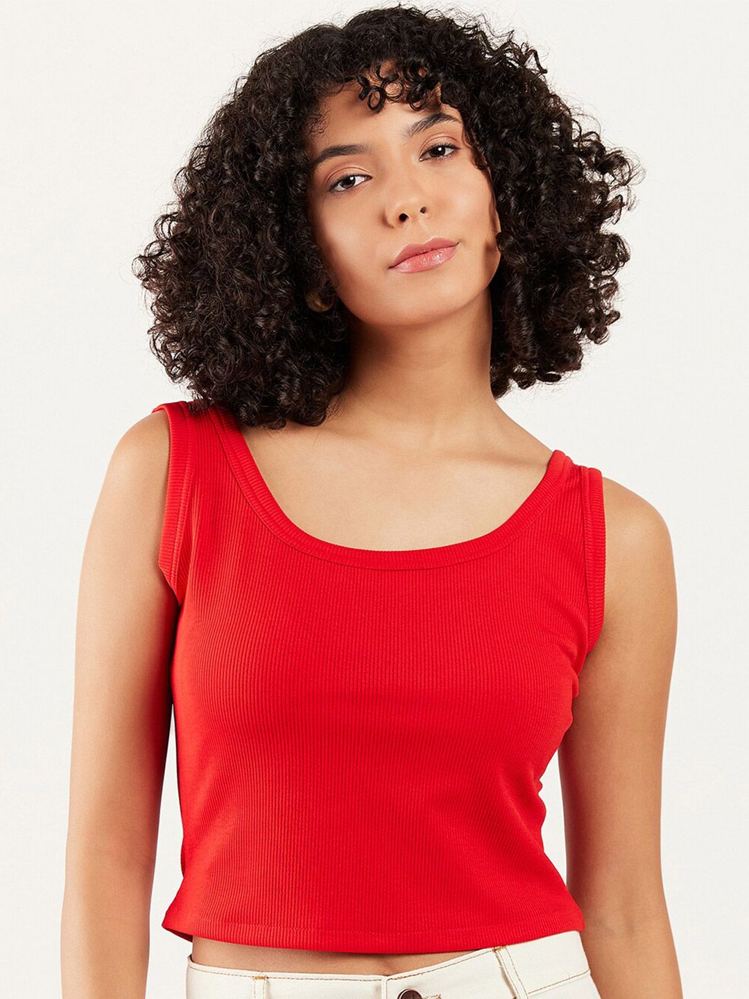Athena Scoop Neck Crop Tank Top