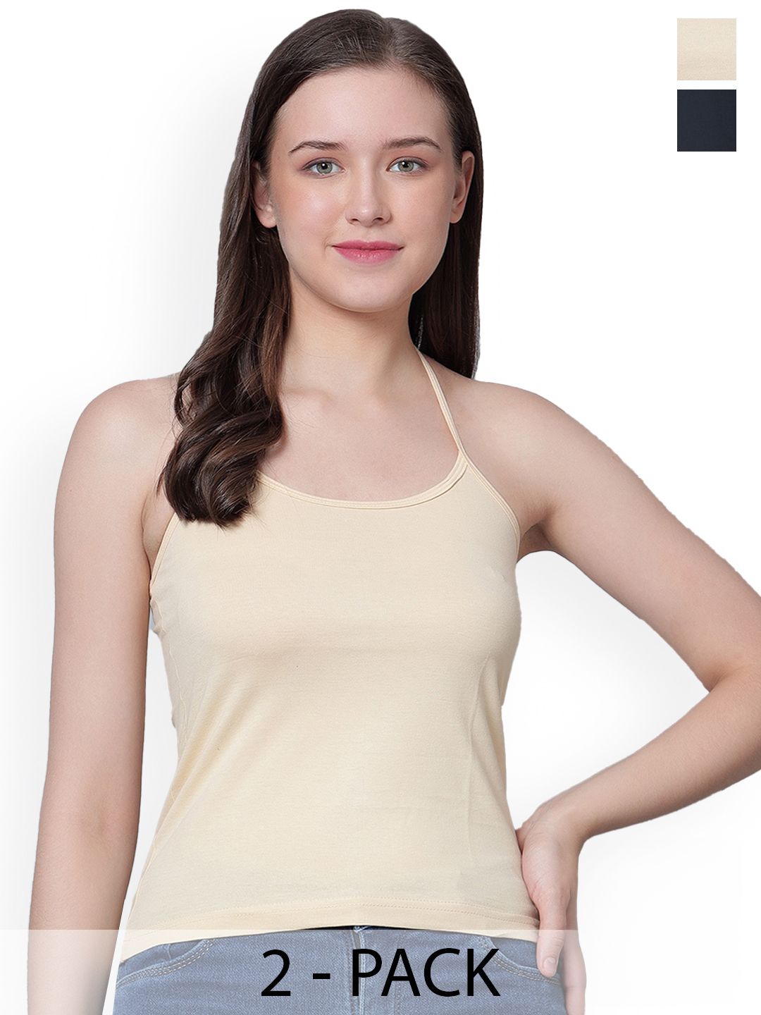 Buy Aimly Pack Of 2 Cotton Halter Neck Camisoles -  - Apparel for Women