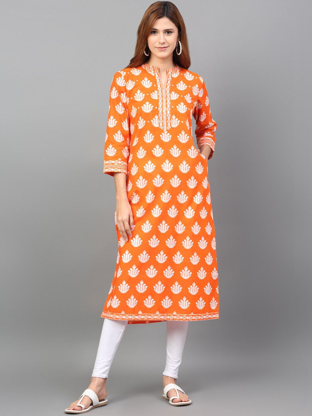 Kamayra Ethnic Motif Printed Cotton Straight Kurta