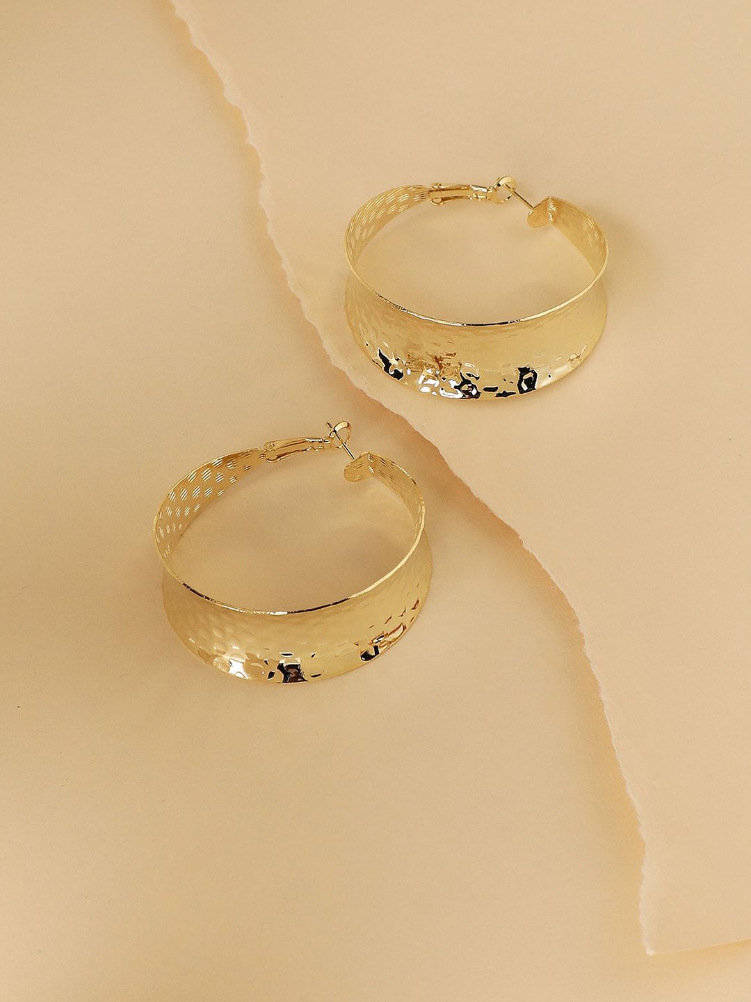 Buy SOHI Gold Plated Minimal Dented Hoop Earrings -  - Accessories for Women