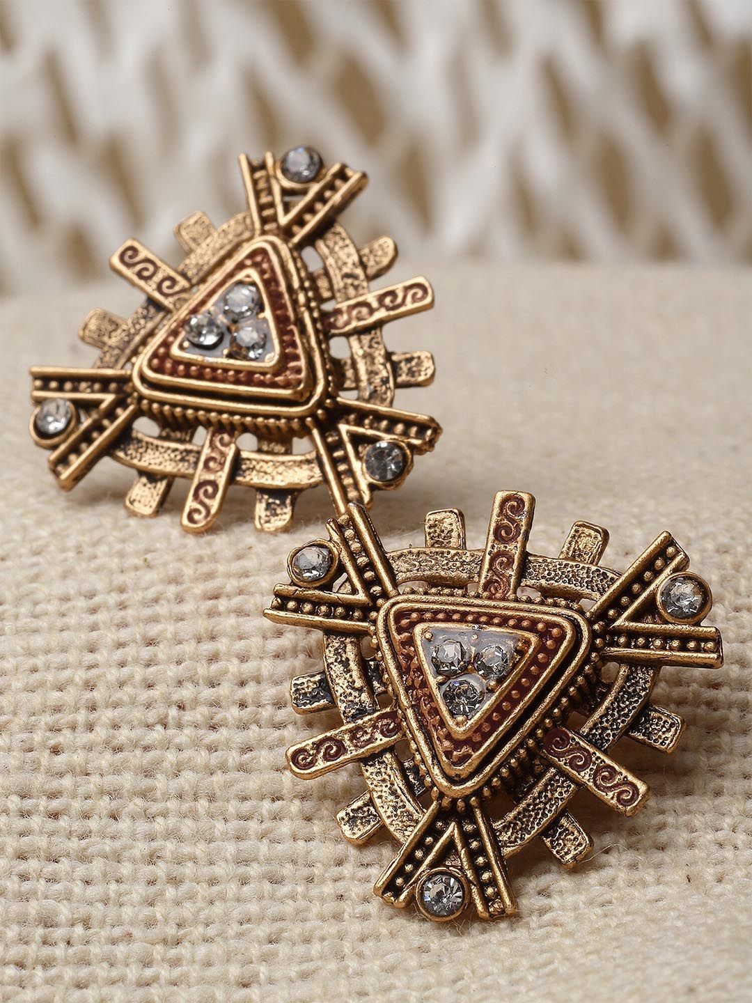 KARATCART Gold-Plated Contemporary Studs Earrings