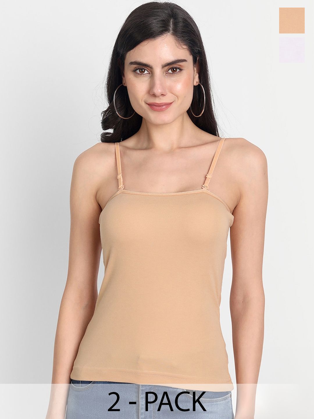 Buy Aimly Pack Of 2 Non Padded Cotton Extra Transparent Removable Strap Camisoles -  - Apparel for Women