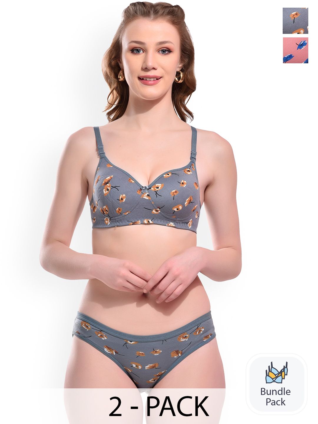 SGC SWEDEN Pack Of 2 Printed Lingerie Set