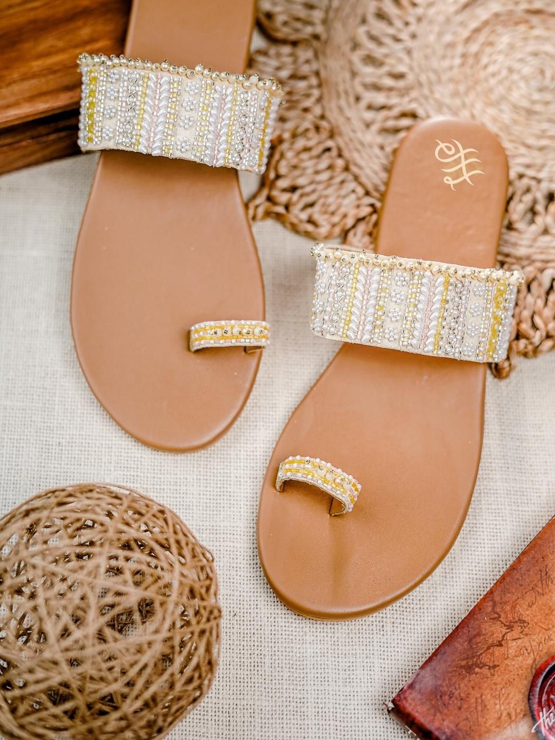 House of Pataudi Embellished One Toe Flats