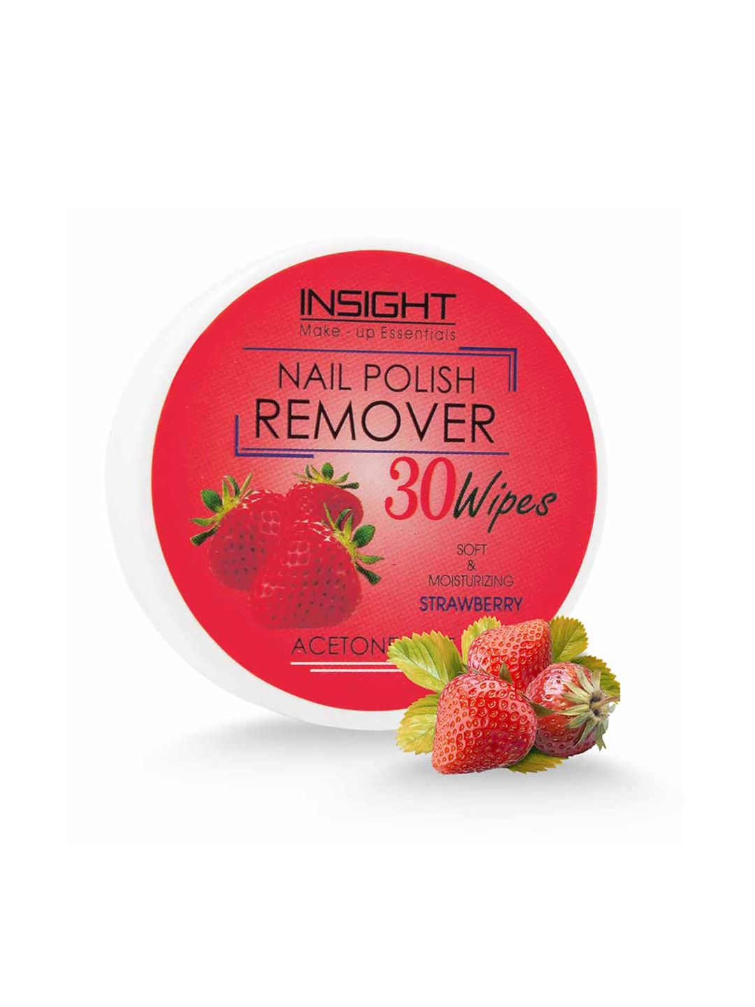 Insight Cosmetics Strawberry Acetone Free Soft Nail Polish Remover Wipes - 30 Wipes