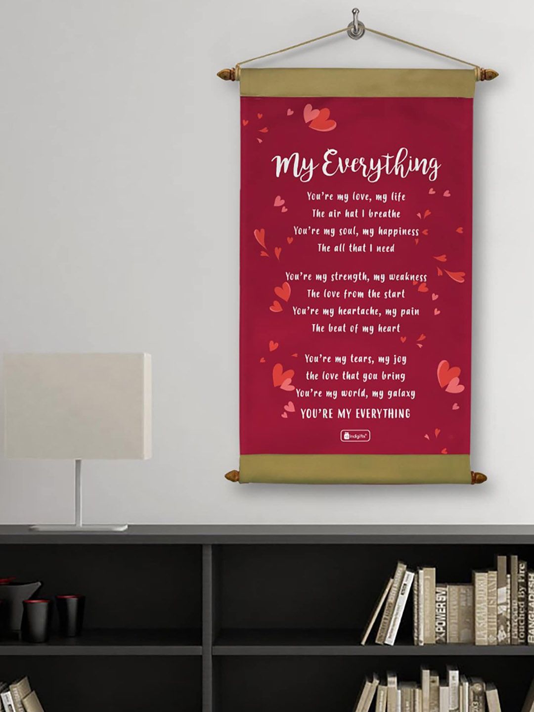 Indigifts Valentine Gift My Everything Fabric Floral Matte Hanging Hall Wall Hangings-17In