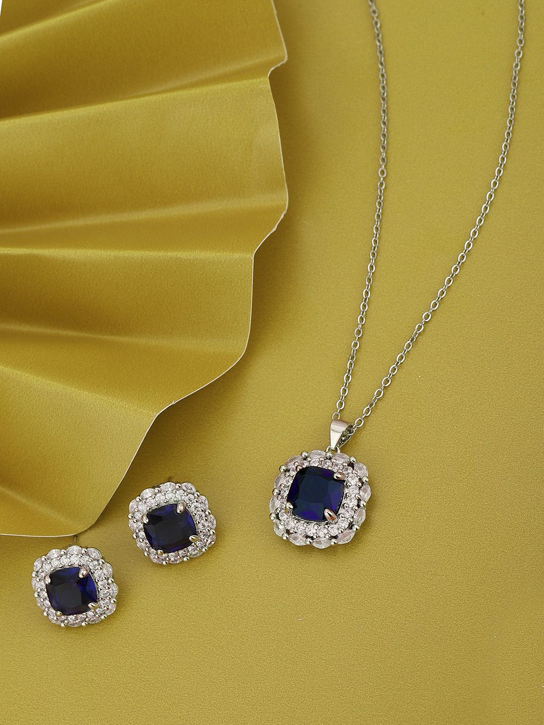 Carlton London Premium Rhodium-Plated CZ Jewellery Set