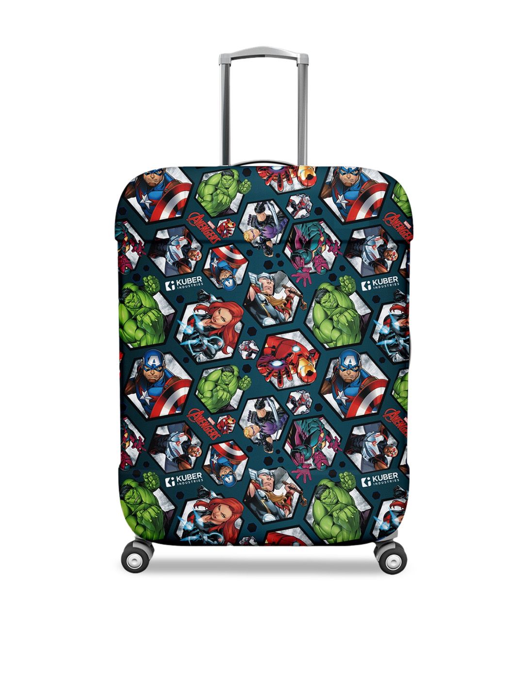 Kuber Industries Blue Printed Marvel Avengers Travel Suitcase Cover