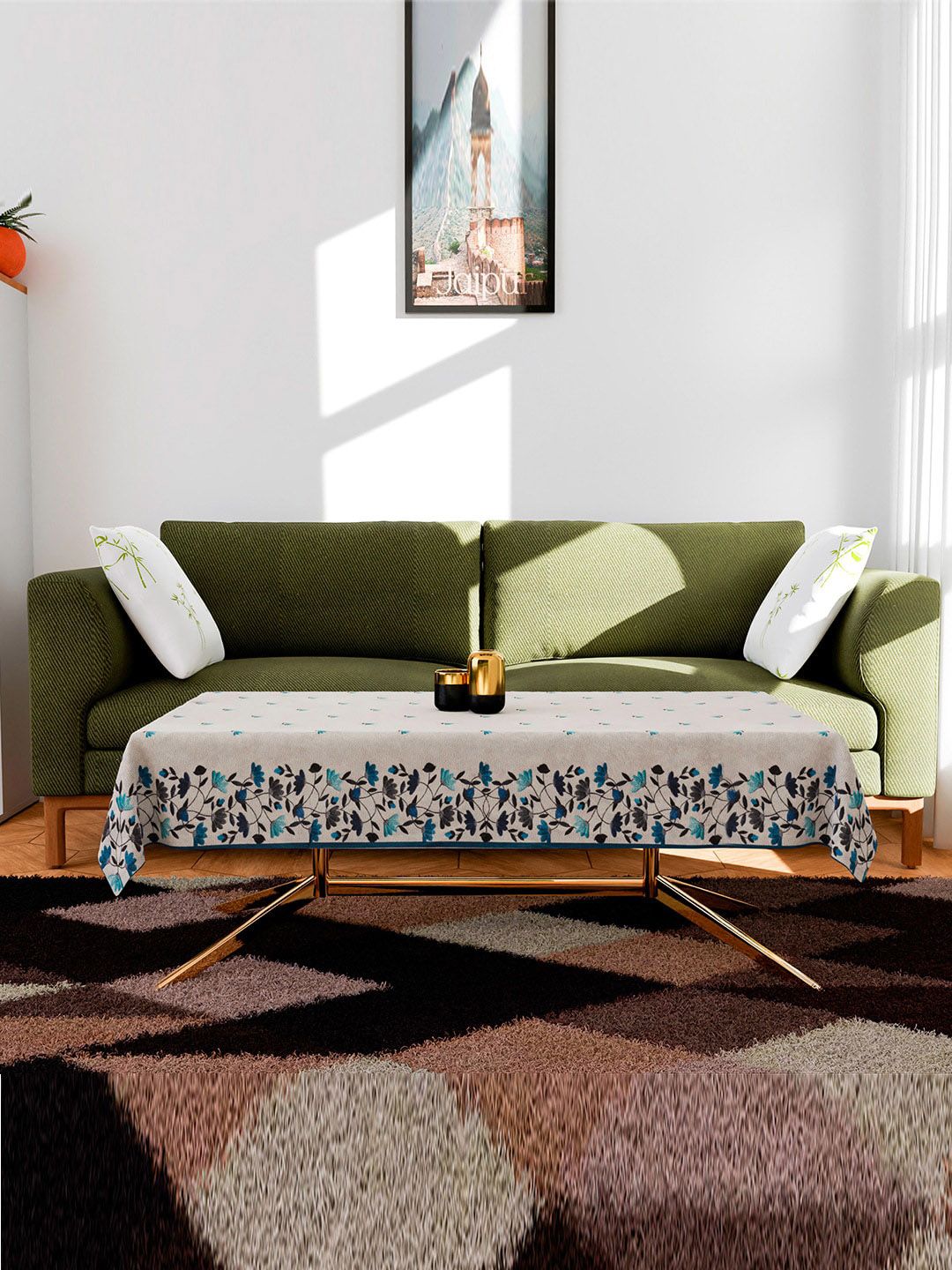 Buy Kuber Industries Center Sparkle Digital Leaf Table Cover -  - Home for Unisex