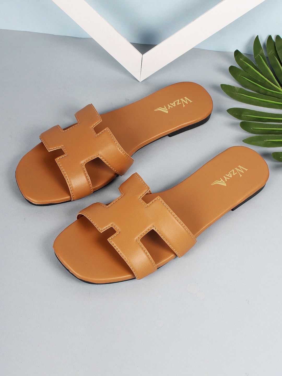 WZAYA Cut-Out Detail Open Toe Flats