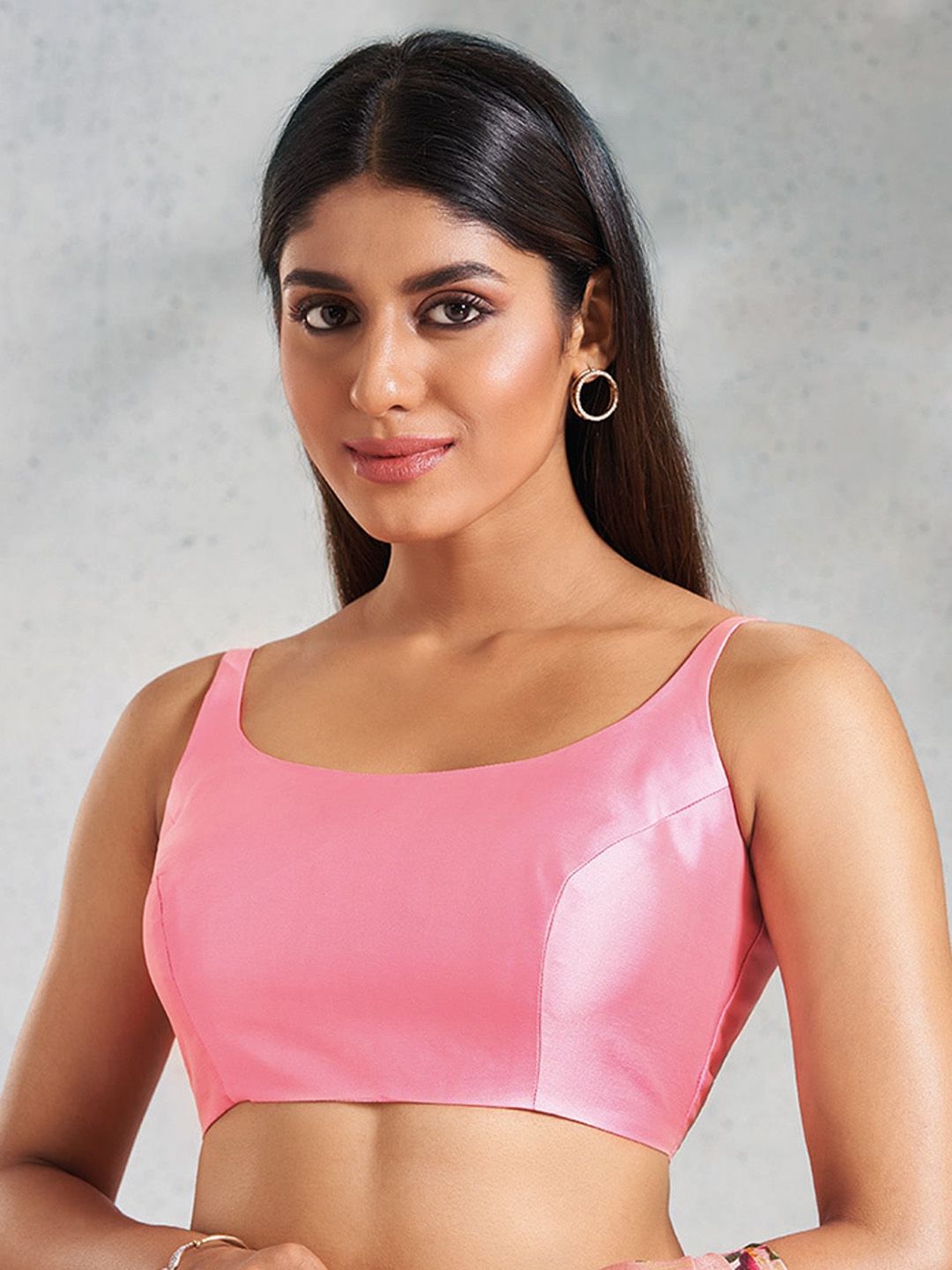 SALWAR STUDIO Silk Solid Sleeveless Saree Blouse