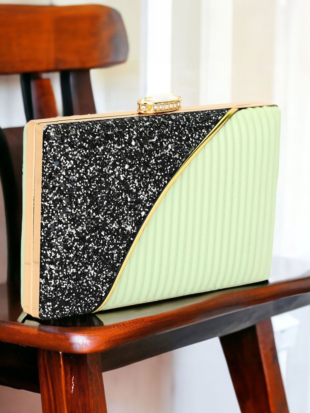 Toobacraft Colourblocked Embellished Box Clutch
