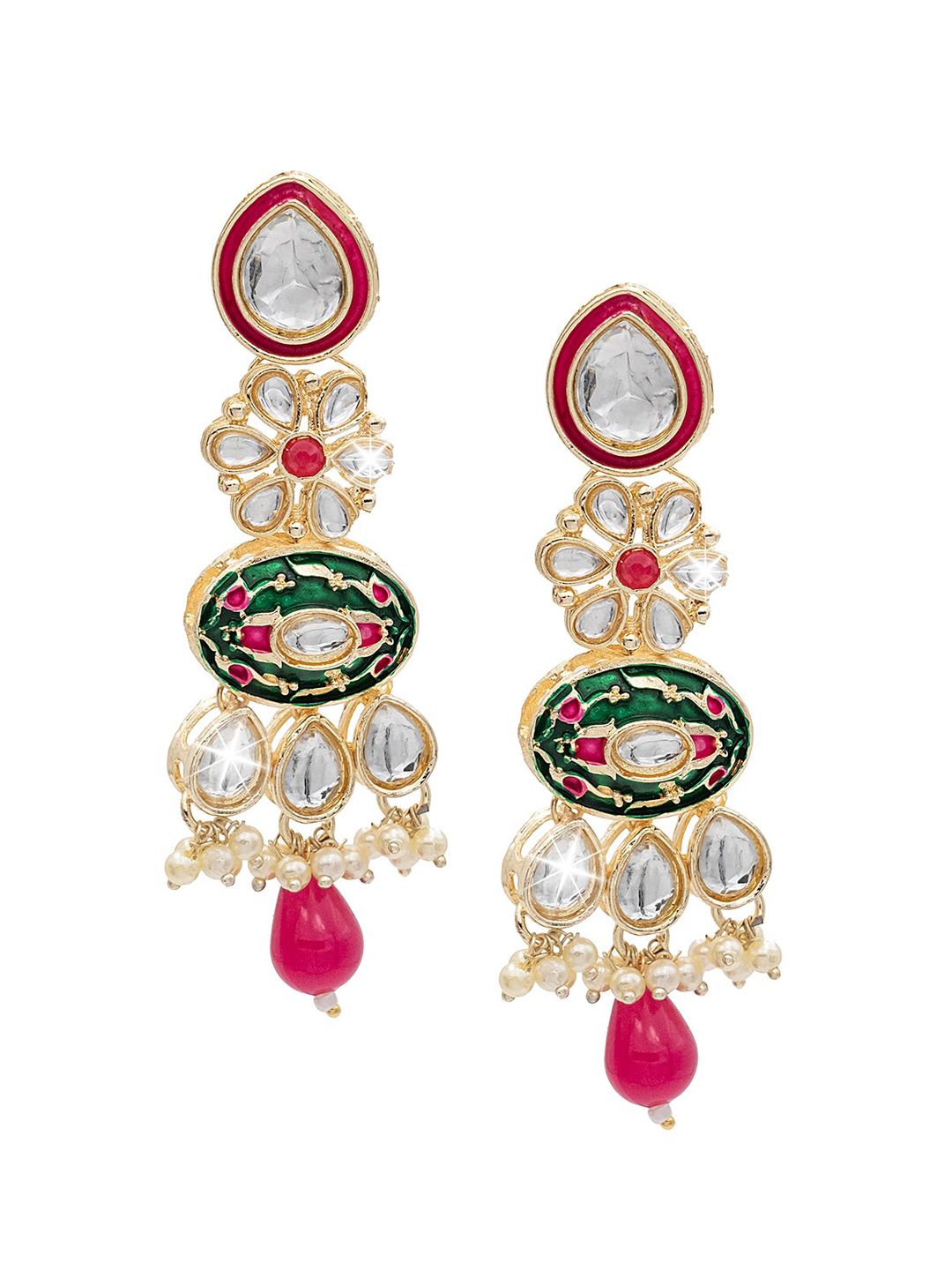 Shining Jewel - By Shivansh Gold-Plated Drop Earrings