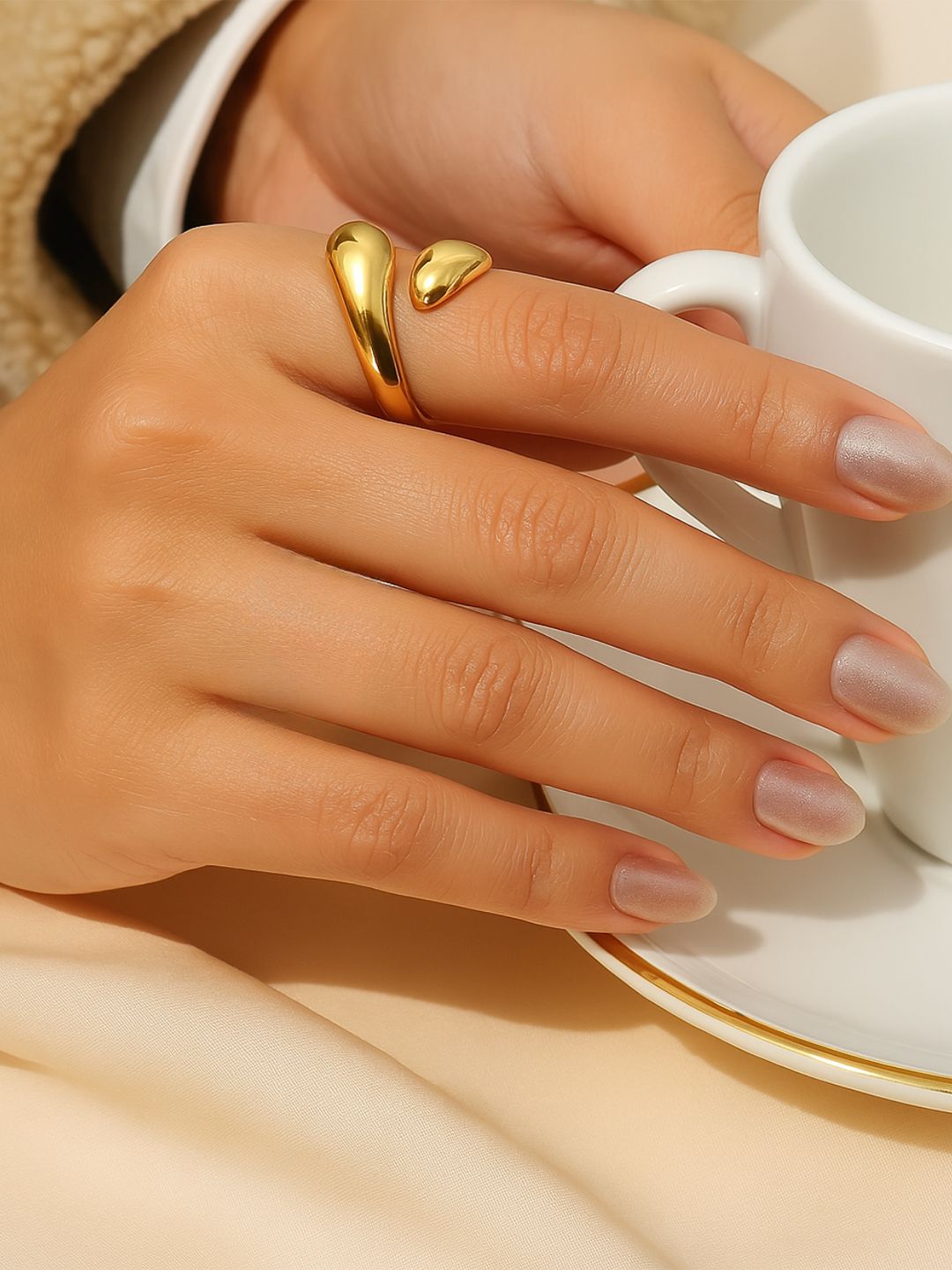 Inaya 18kt Gold-Plated Stainless Steel  Western Style Finger Ring