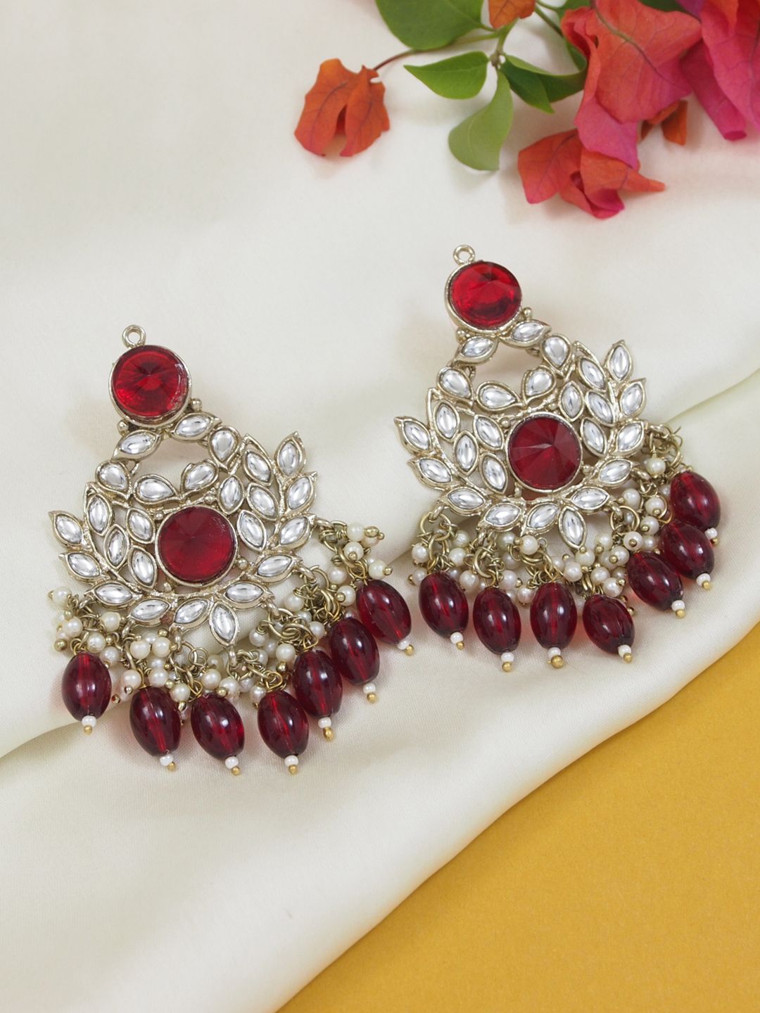 I Jewels Gold-Plated Kundan Studded Contemporary Chandbali
