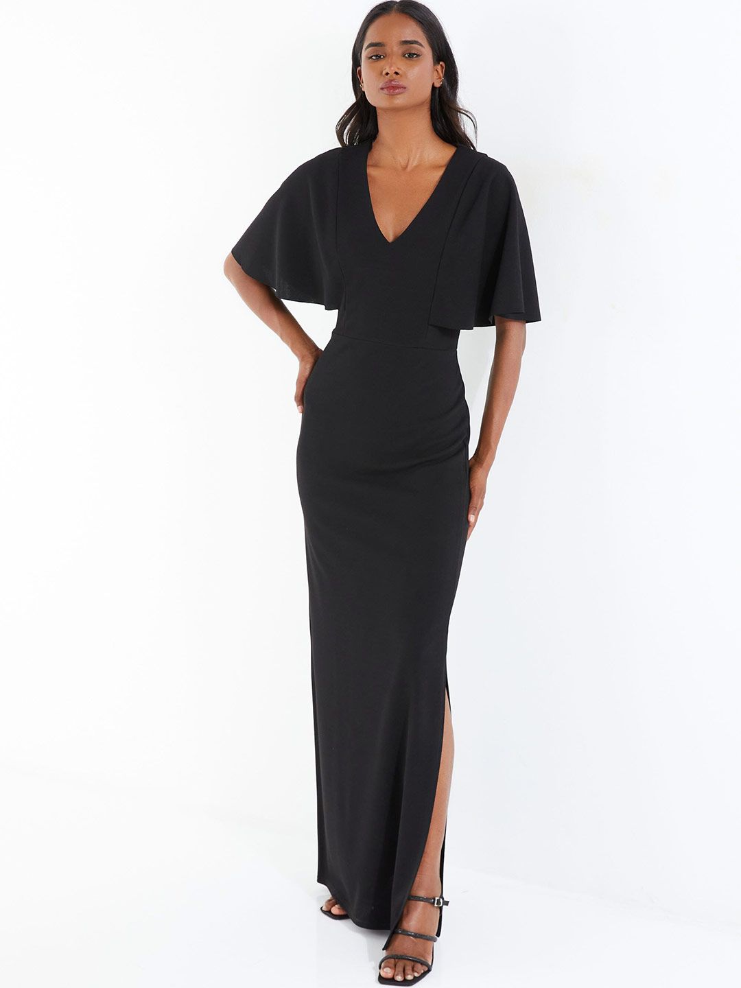 QUIZ  V-Neck Flared Sleeve Maxi Dress