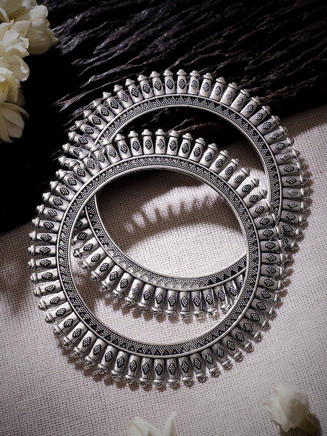 Rubans Set Of 2 Silver Plated Vintage Oxidized Bangles