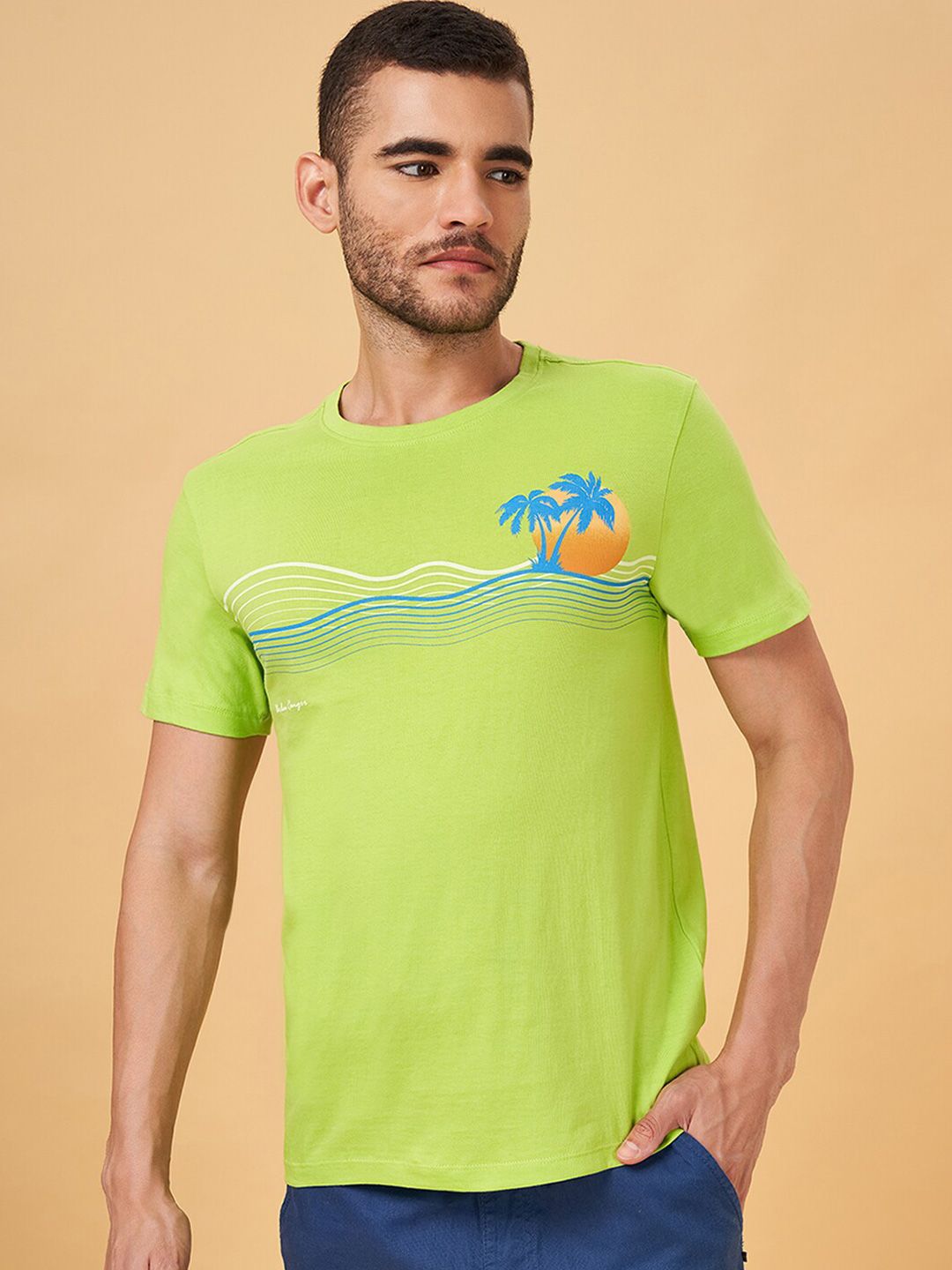 Urban Ranger by pantaloons Tropical Printed Slim Fit Cotton T-shirt