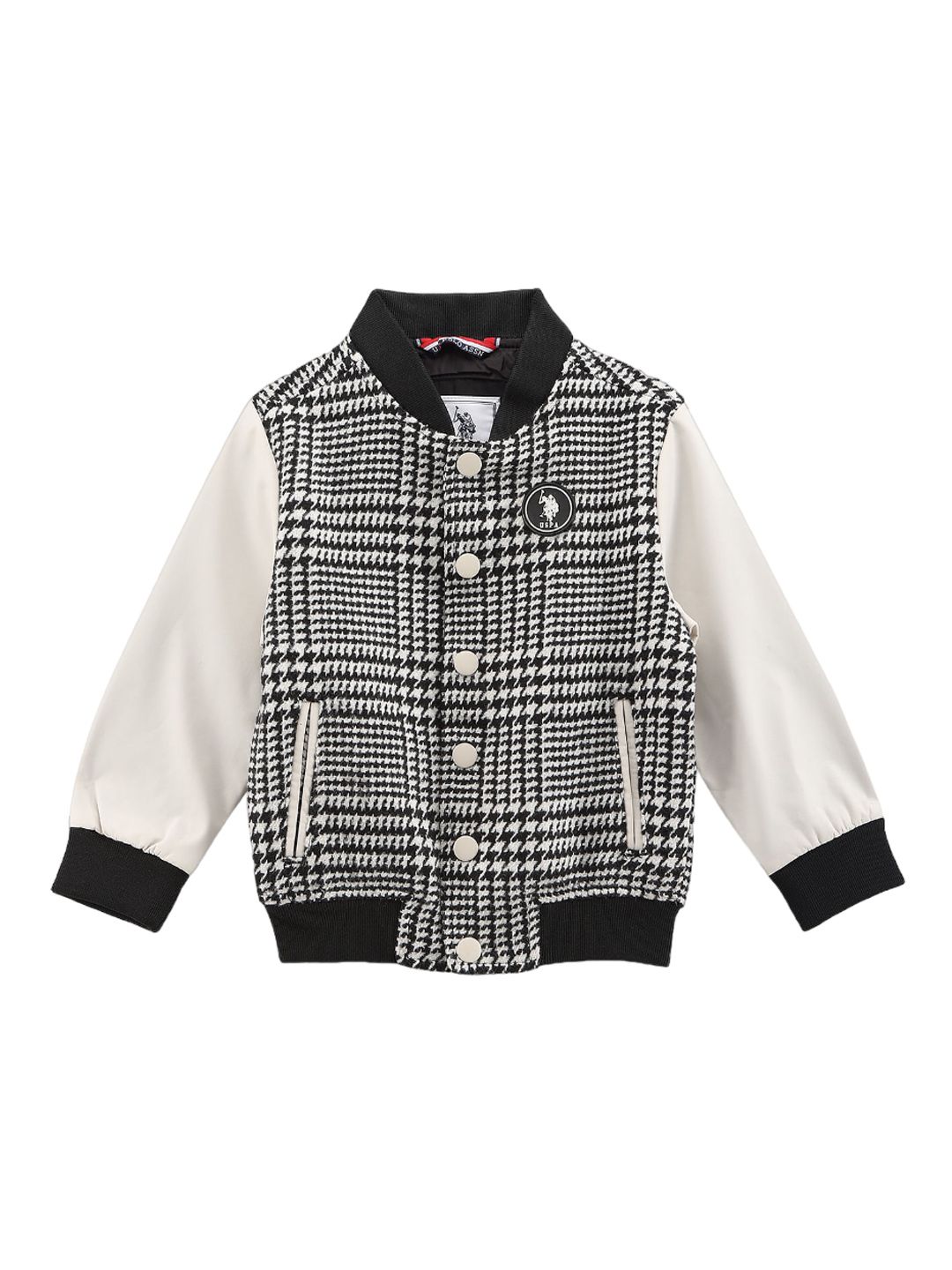 U.S. Polo Assn. Kids Boys Geometric Printed Mock Collar Bomber Jacket