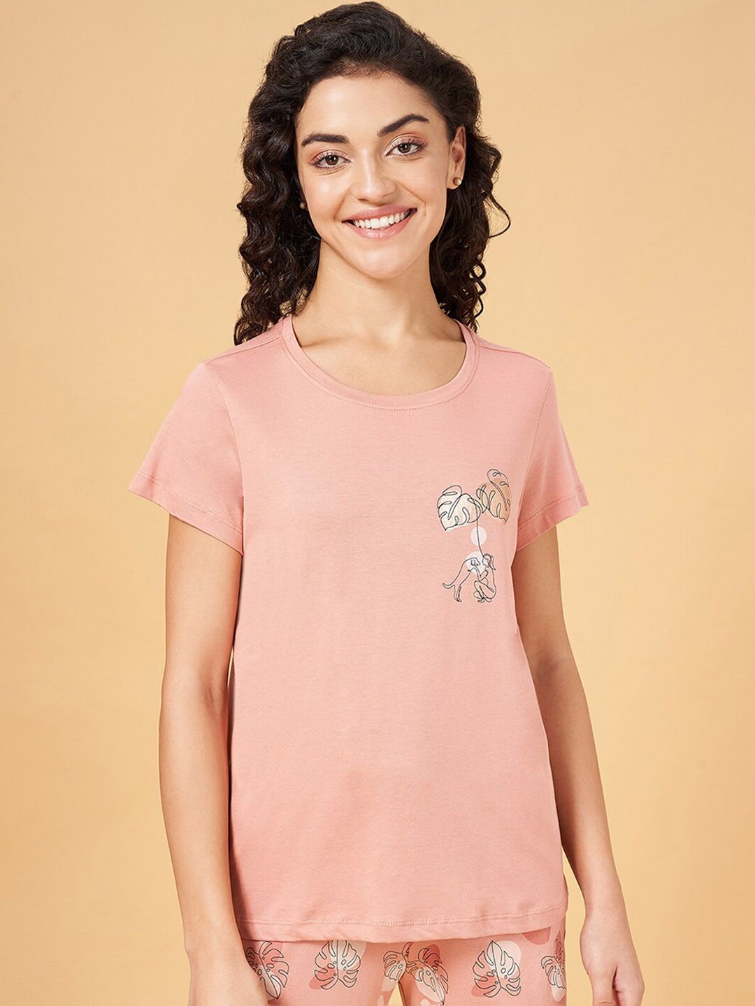 Buy Dreamz By Pantaloons Conversational Printed Cotton Lounge T Shirt -  - Apparel for Women