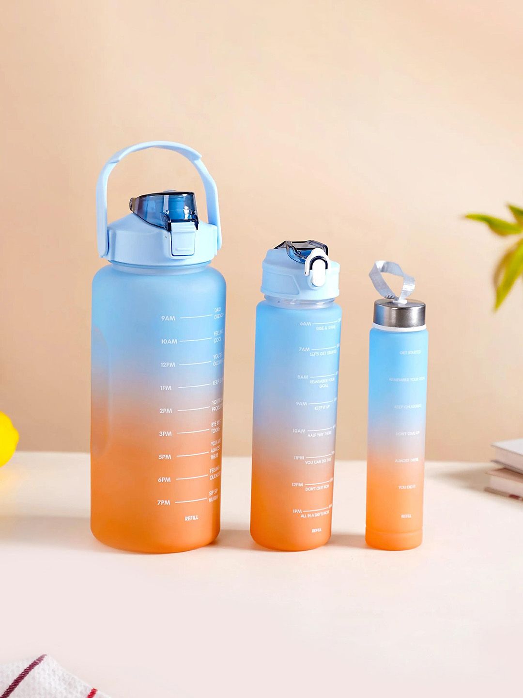 Nestasia Blue & Orange 3 Pieces BPA-free Travel-Friendly Water Bottles
