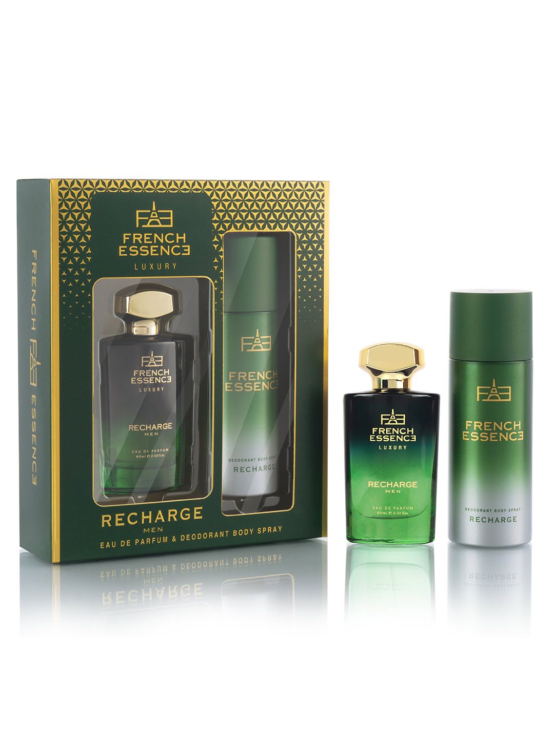 FRENCH ESSENCE Men Set of Recharge Luxury Eau De Parfum-60ml & Deodorant Body Spray-150ml