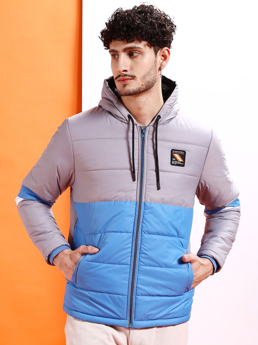 The Indian Garage Co Men Colourblock Regular Fit Puffer Jacket