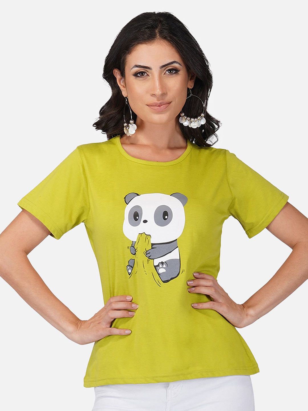 Yellow Graphic Printed Round Neck Regular Fit T-shirt