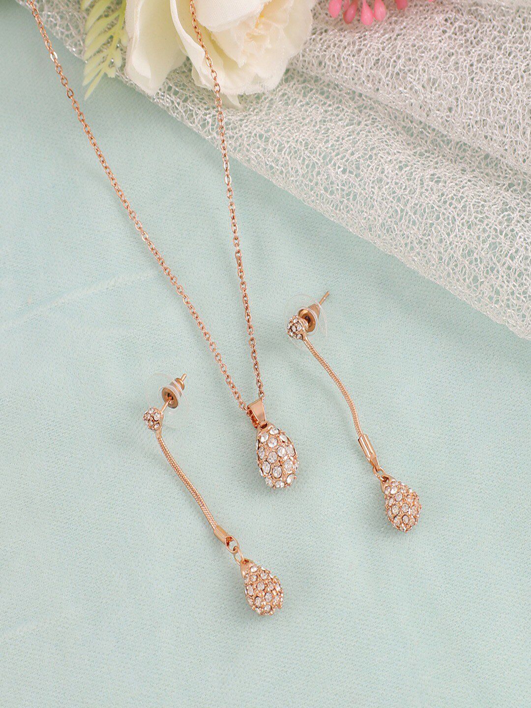 UNIVERSITY TRENDZ Gold-Plated CZ-Studded Jewellery Set