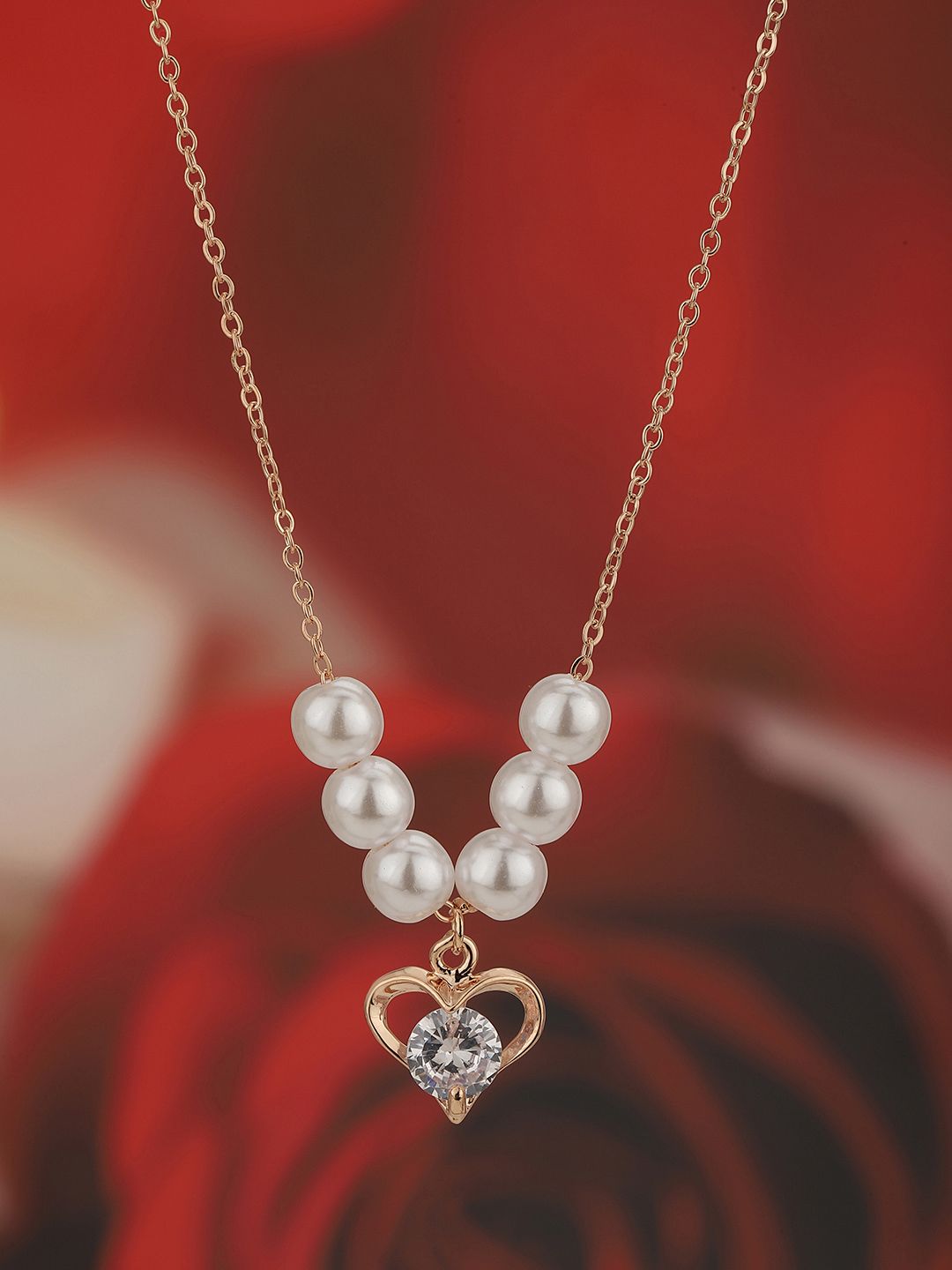 Carlton London Rose Gold-Plated Pearls Necklace