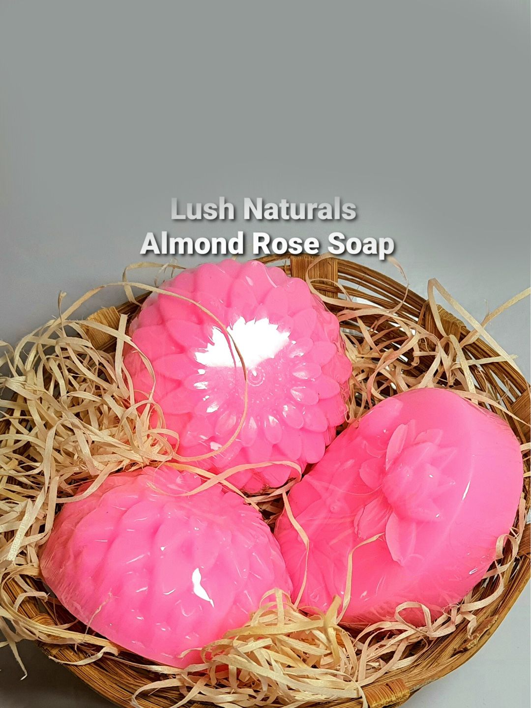 Lush Naturals Set of 3 Almond & Rose Handcrafted Natural Soaps - 100 g each