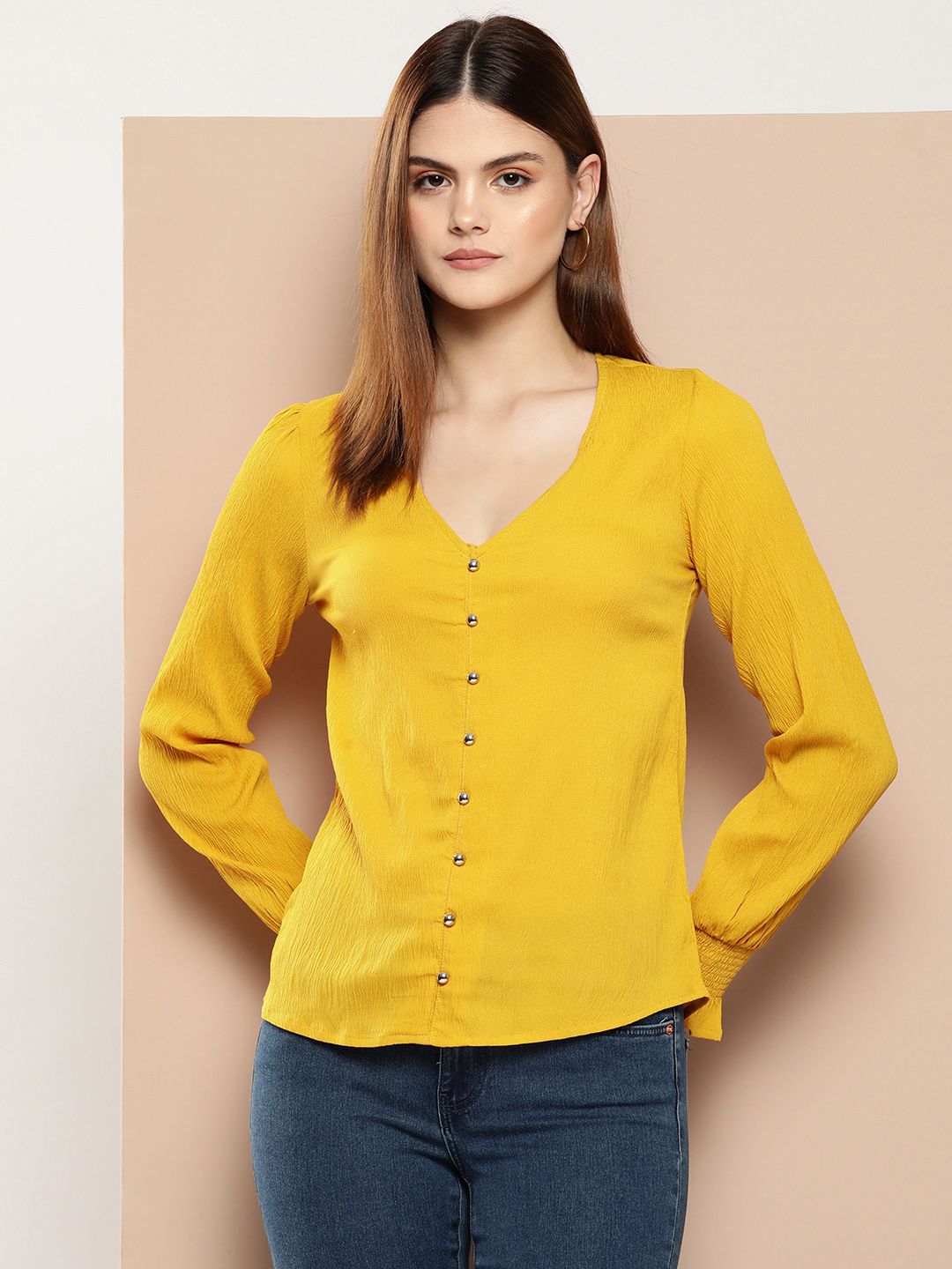 Bishop Sleeves Shirt Style Top
