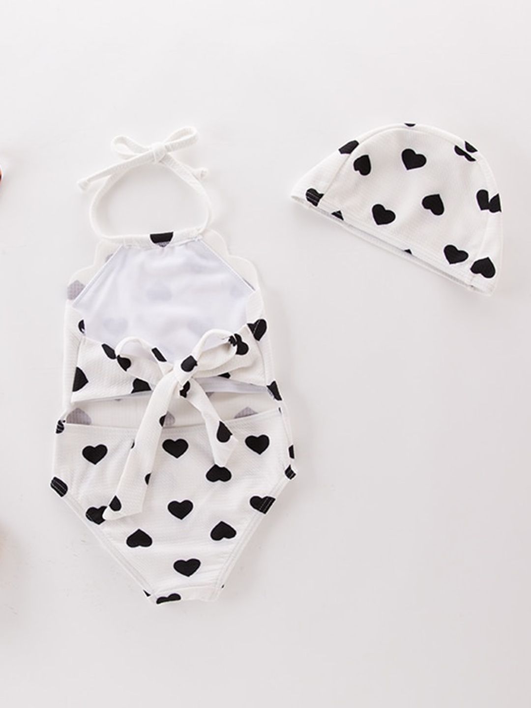 StyleCast Girls White Geometric Printed Halter Neck Bodysuit Swimwear