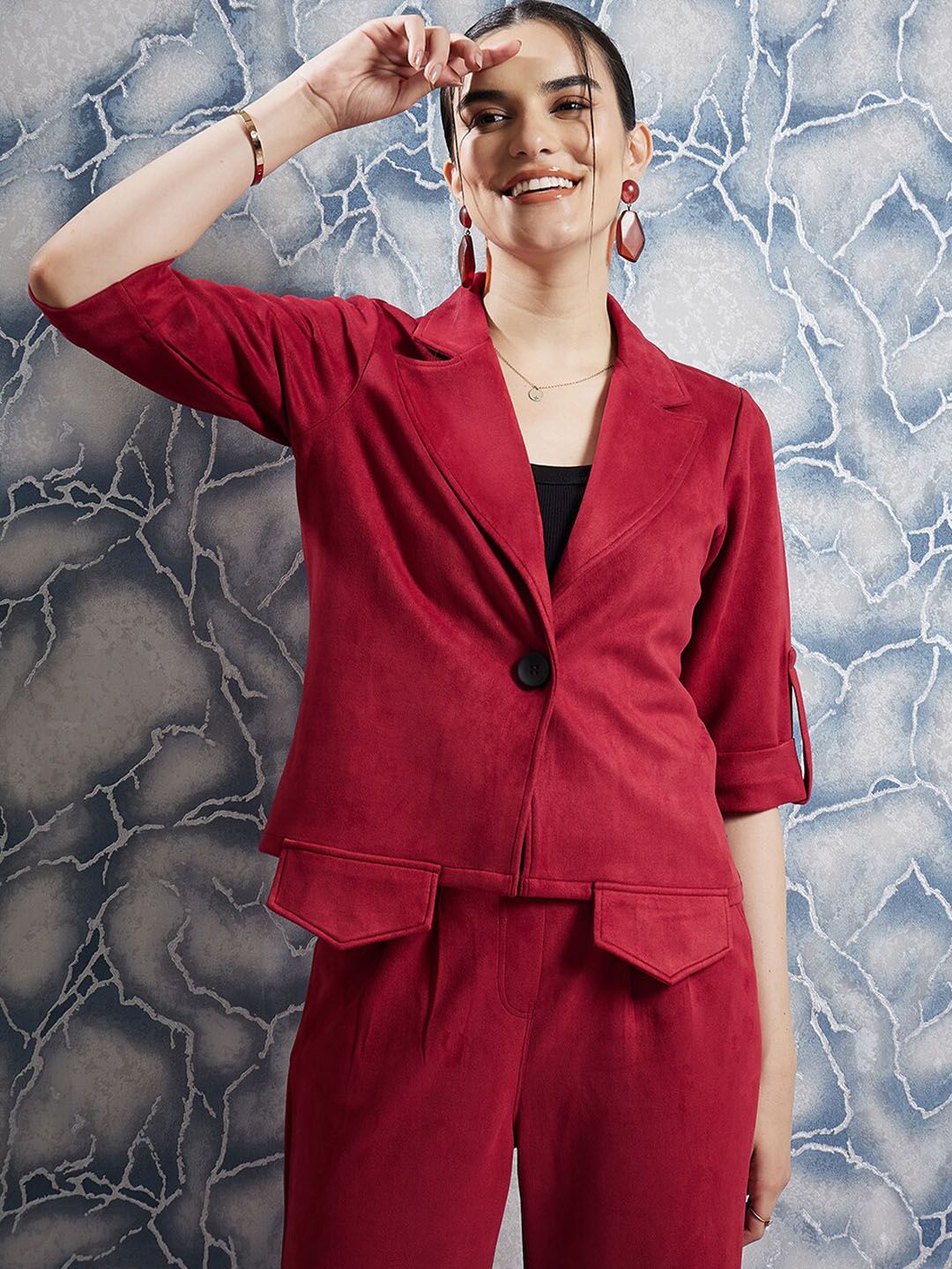 Buy Athena Maroon Coat & Trousers Co Ords -  - Apparel for Women