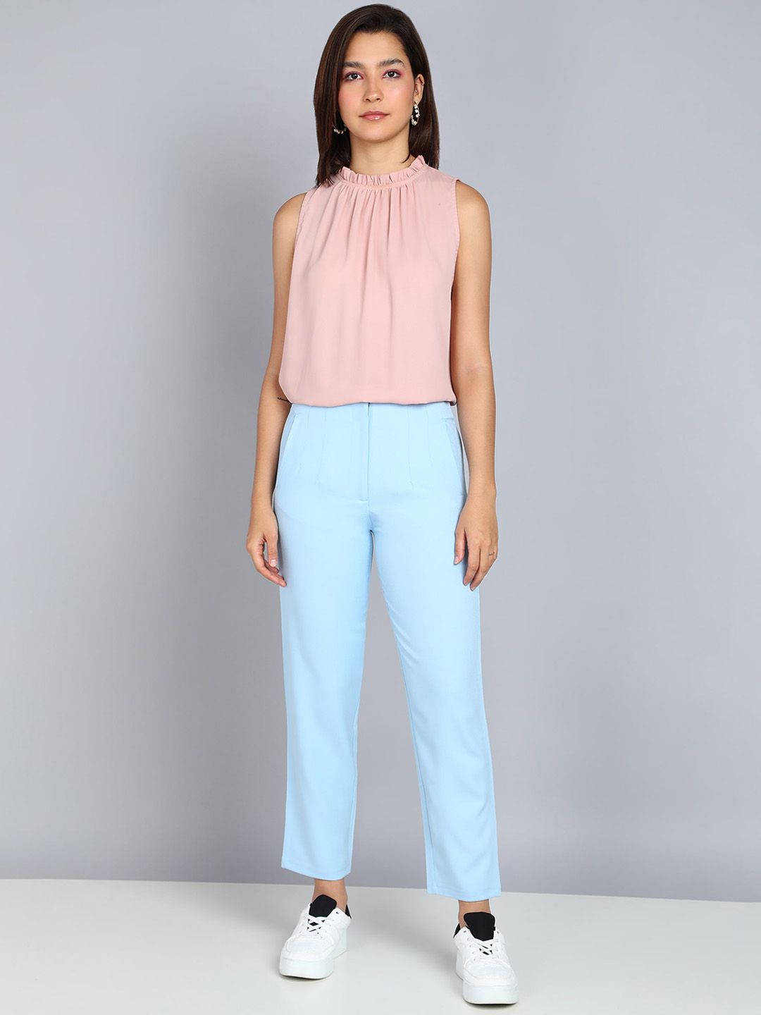 Mast & Harbour Women Blue Mid-Rise Trousers