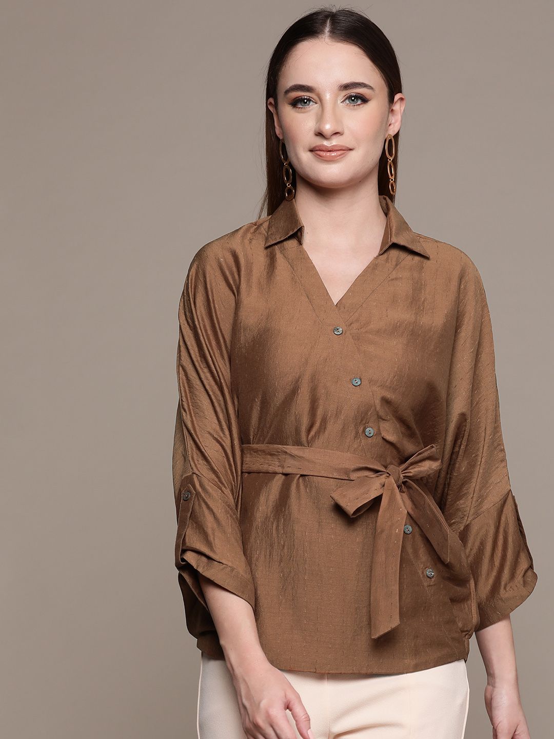 aarke Ritu Kumar Flared Sleeve Wrap Top