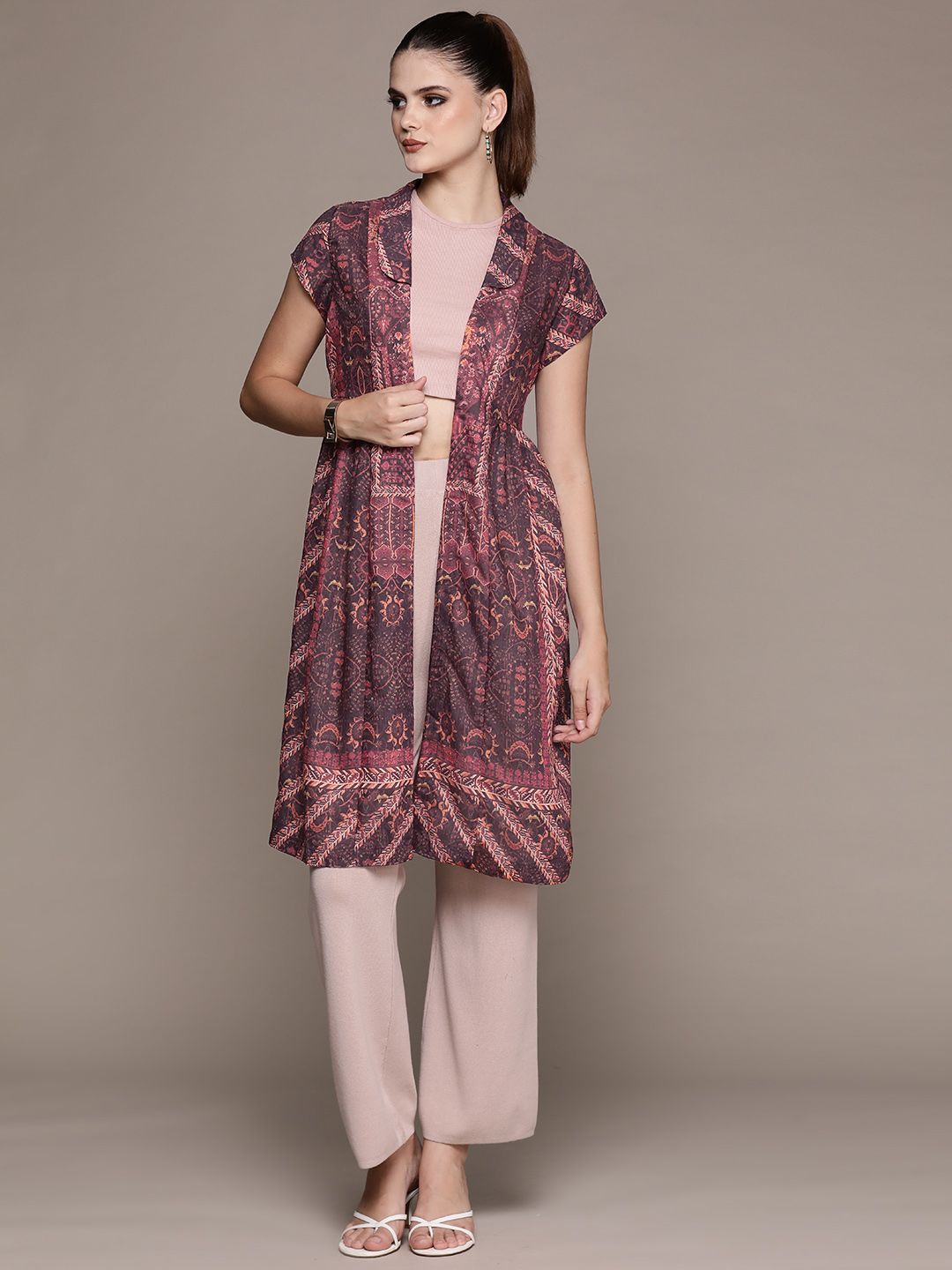 aarke Ritu Kumar Women Printed Longline Shrug