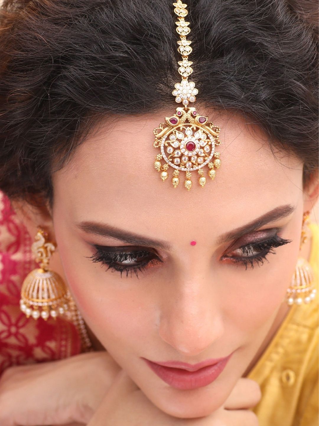 Tarinika Gold-Plated Stone-Studded Maang Tikka