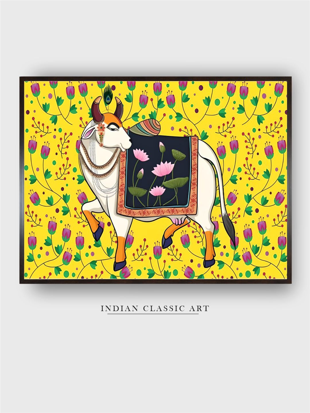 Buy INDIAN CLASSIC ART Yellow & Green Indian Folk Art Wall Art -  - Home for Unisex