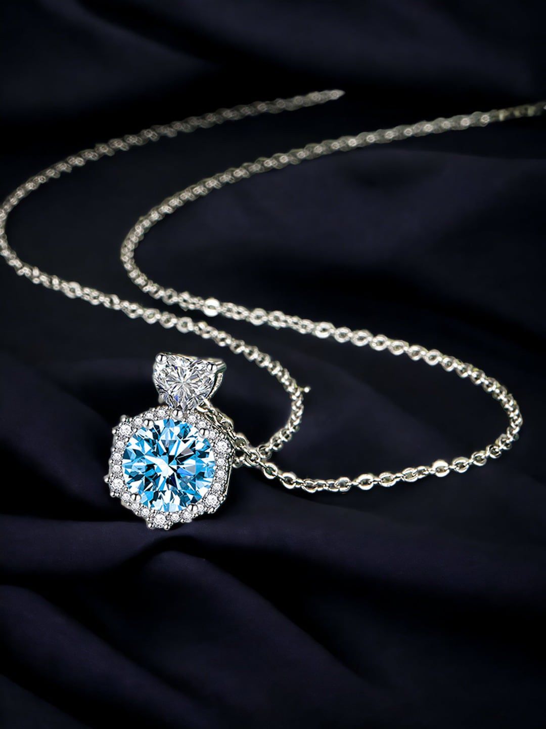 Designs & You Silver-Plated Cubic Zirconia-Studded Geometric Shaped Pendant With Chain