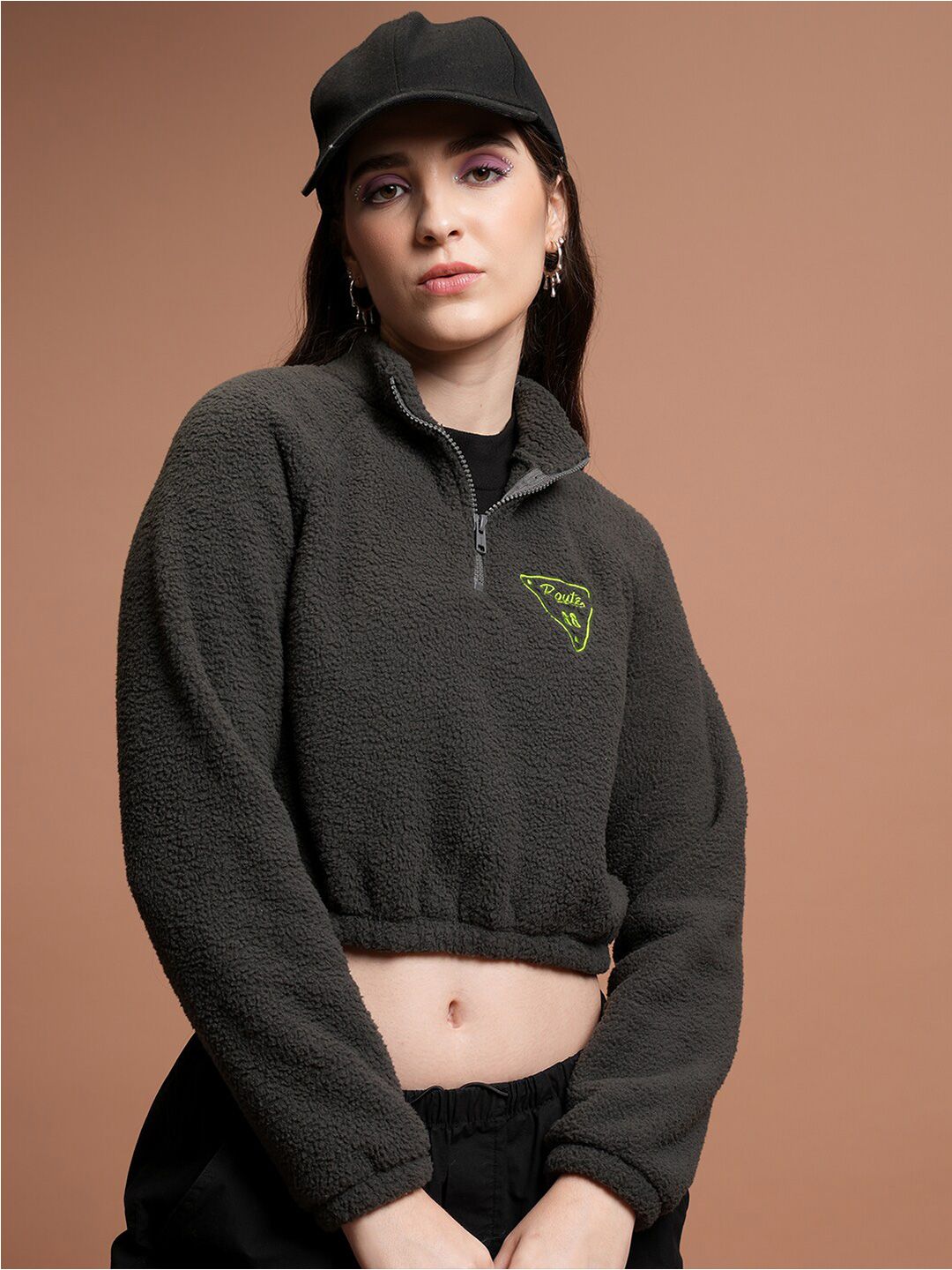 Tokyo Talkies Typography Printed Crop Sweatshirt