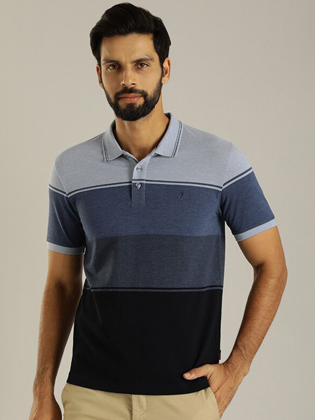 Indian Terrain Colourblocked Polo Collar T-shirt