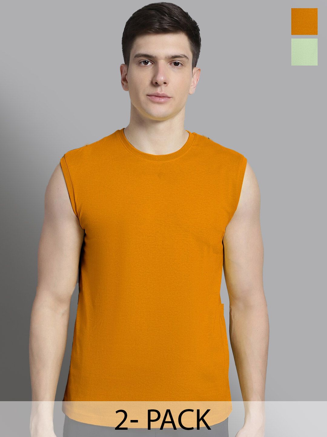 FBAR Pack Of 2 Round Neck Sleeveless Cotton Regular T-shirt