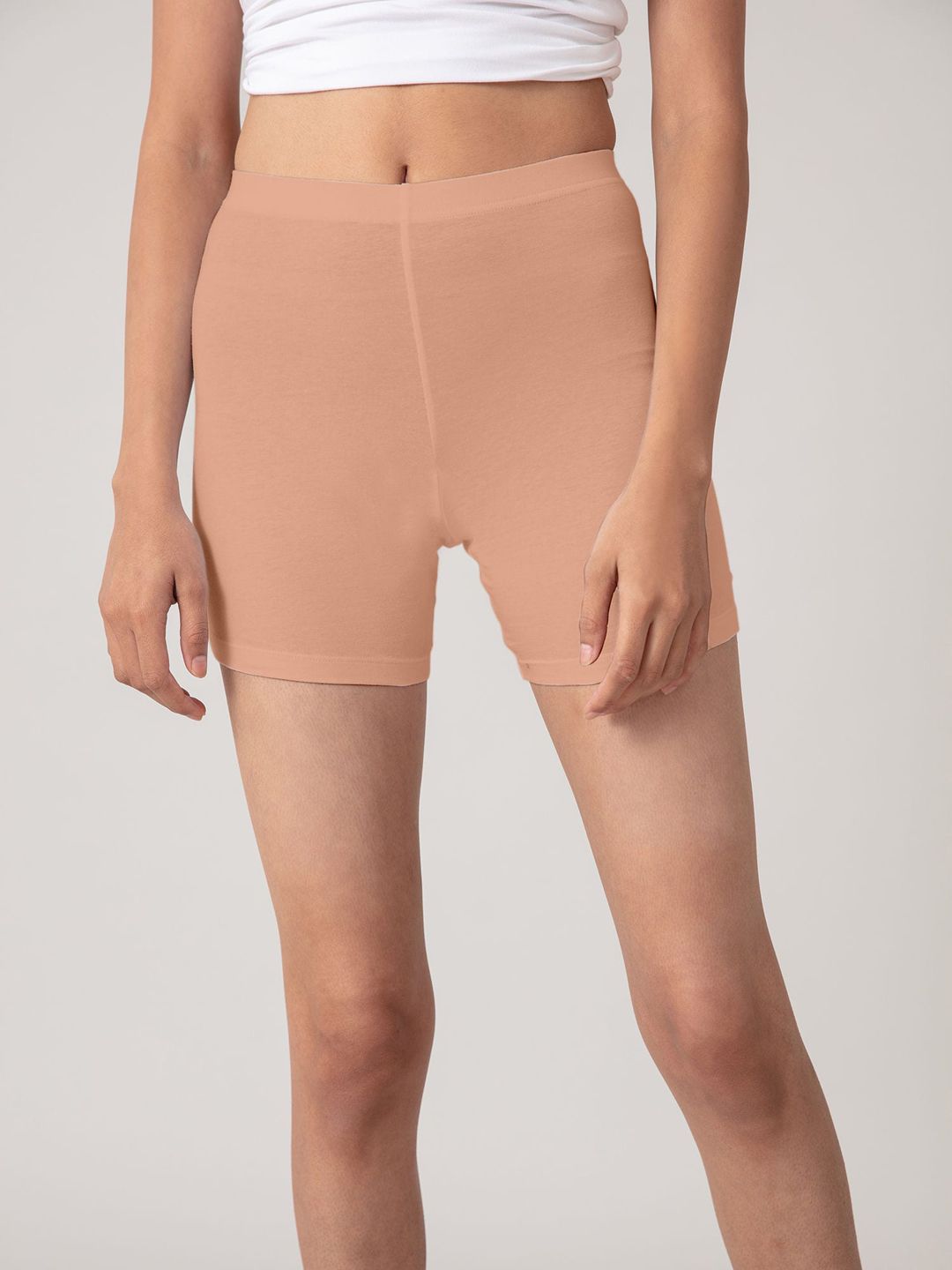 Nykd Women Mid Rise Stretch Cycling Sports Shorts NYP083- Mahogany rose